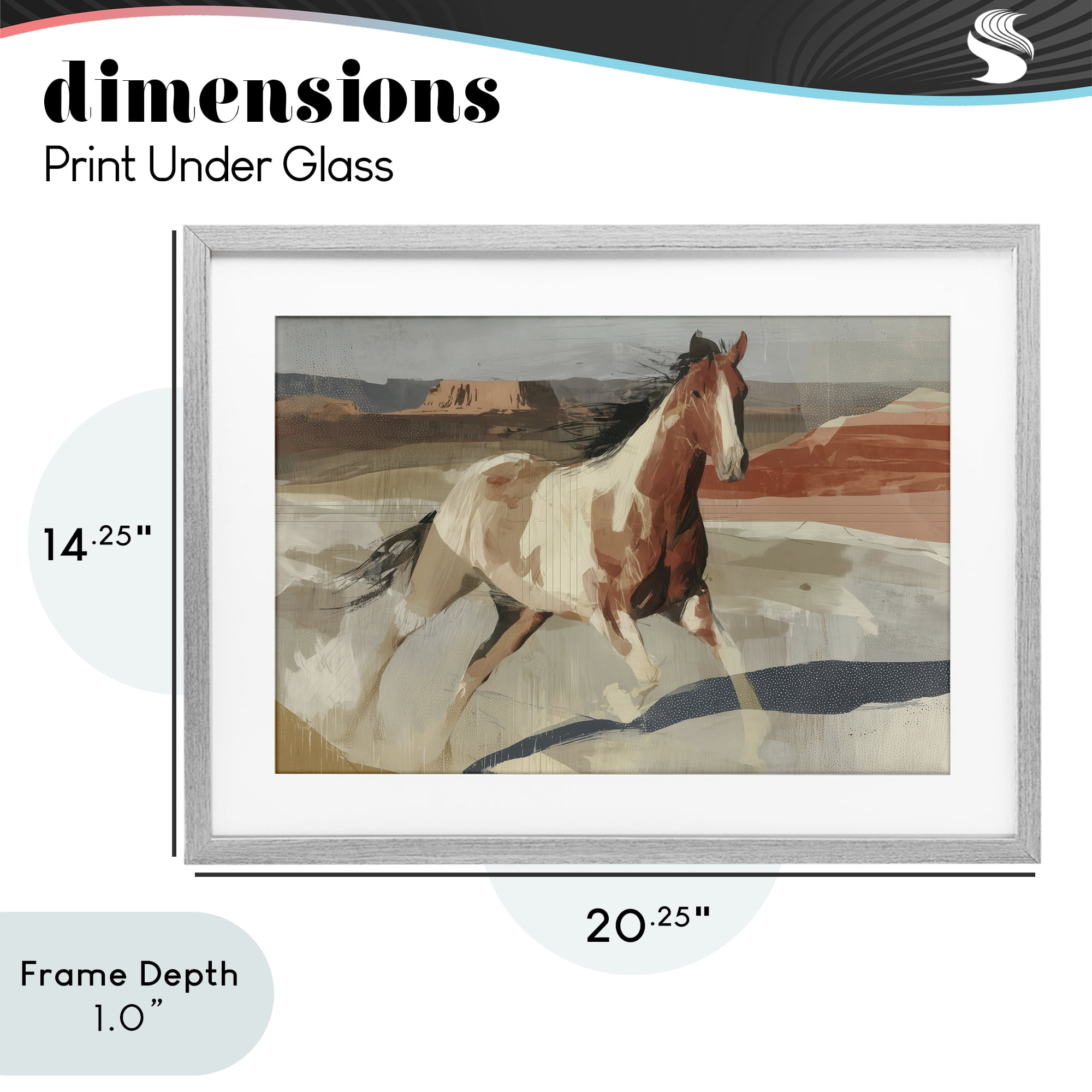 Stupell Industries Wild Horse Across Plains Gray Framed Print Under Glass, design by Chromatic Storm Studio