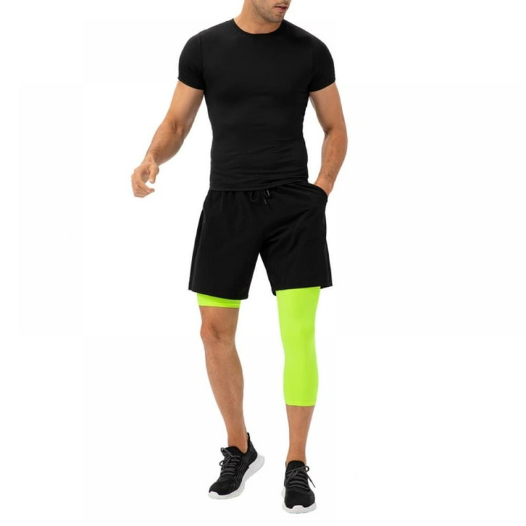 The New Men's Basketball Single Leg Tight Sports Pants 3/4 One Leg  Compression Pants Athletic Base Layer Underwear