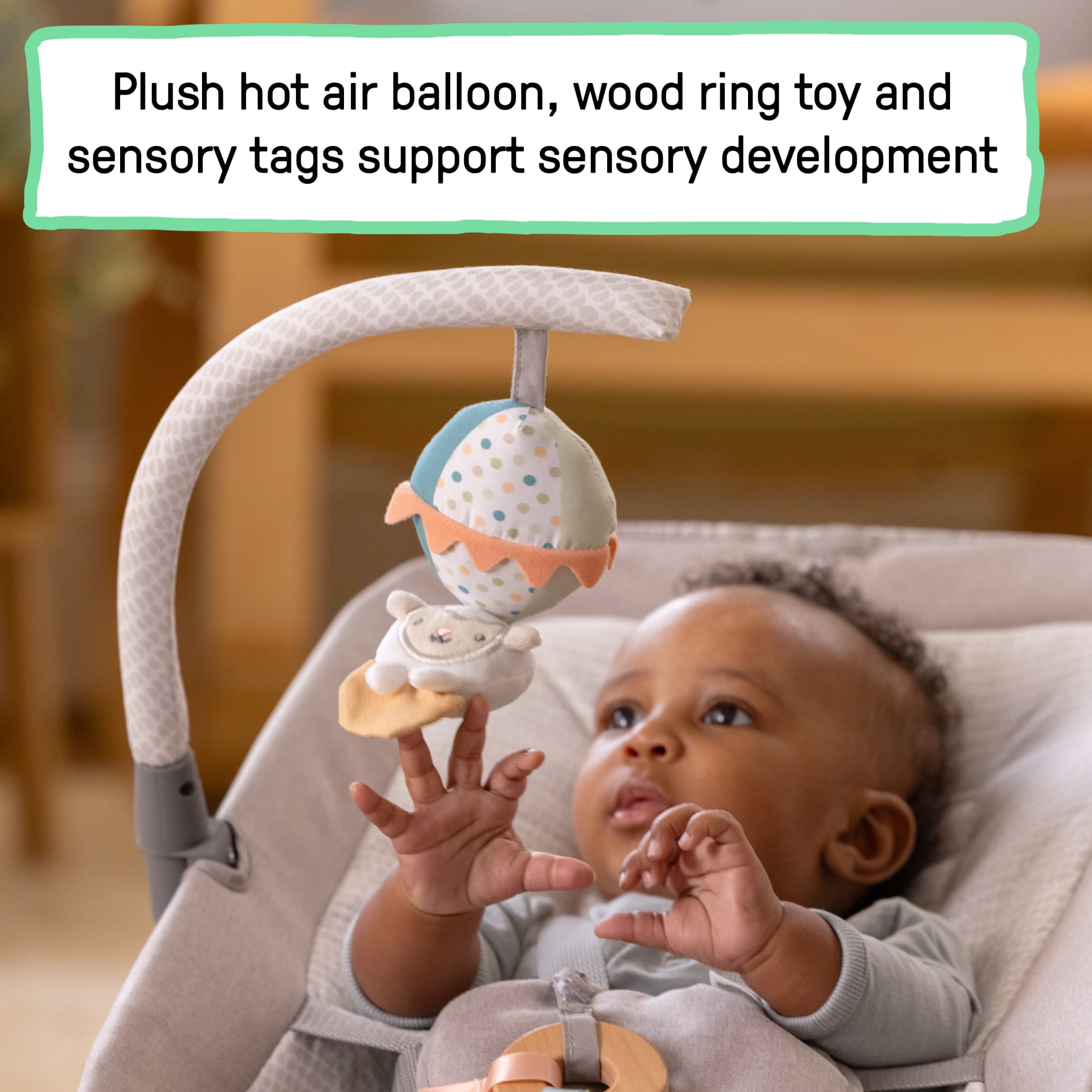 Ingenuity Keep InMotion Automatic Baby Rocking Seat for Ages 0-6 Months, Soulful Skies, Gray