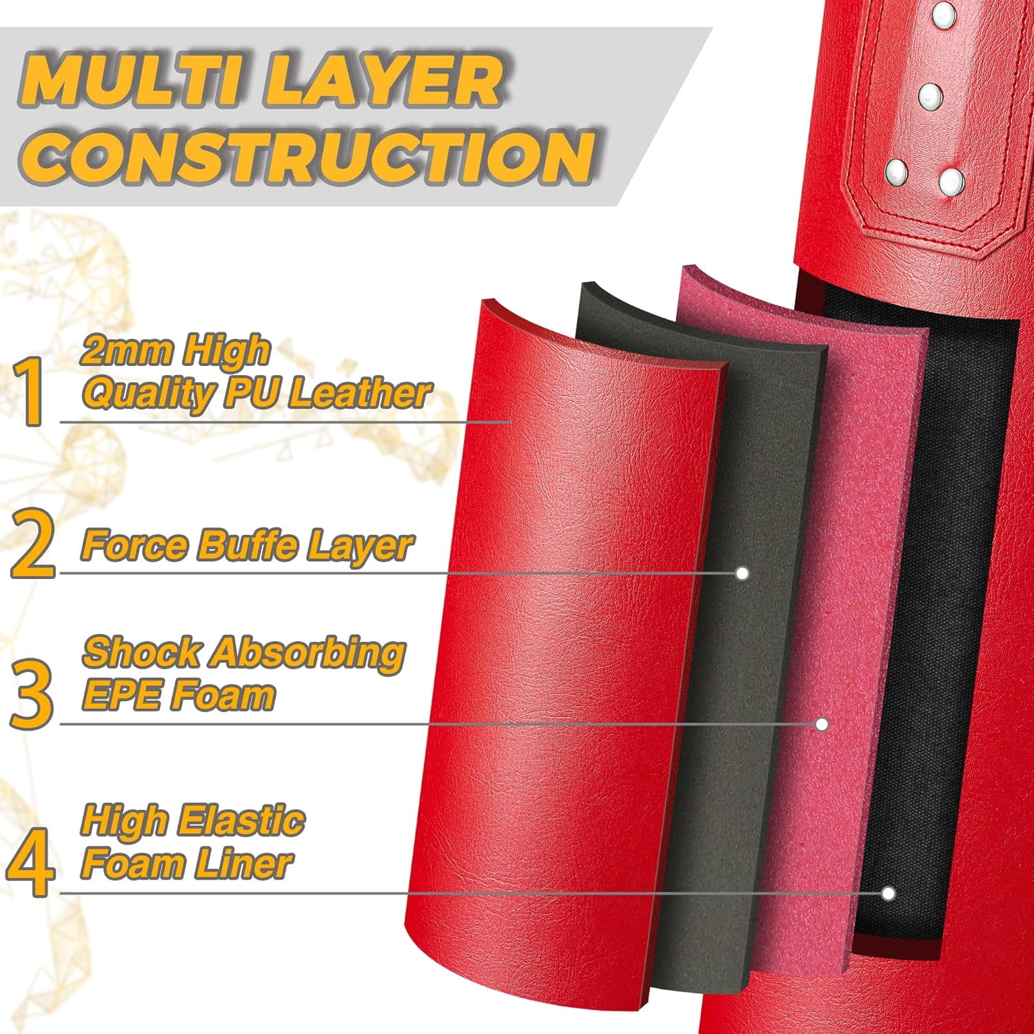 Prorobust Punching Bag for Adults, 4ft Red PU Heavy Boxing Bag Set with 12oz Gloves for MMA Kickboxing Boxing Karate Home Gym Training (Unfilled)
