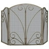 UniFlame S-1662 3 Fold Venetian Bronze Screen With Decorative Scrollwork