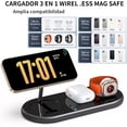 thumbnail image 3 of Cargador Inalámbrico Magnético 3 en 1 con Adaptador de 18W, Estacion de Carga Compatible con MagSafe para iPhone 11/12/13/14/15, Apple Watch Ultra 9/8/7/SE/6/5/4/3/2/1, AirPods Pro 3/2,Negro, 3 of 13