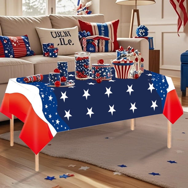 Xihbxyly Artículos para Fiestas Nacionalistas, Decoraciones Vibrantes En Rojo, Blanco y Azul, Cubiertos Desechables Resistentes, Utensilios de Limpieza Prácticos, Celebraciones Del Día de La Independ