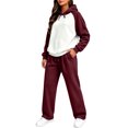 thumbnail image 4 of Dwelliawo Women's Tracksuits 2 Piece Set Solid Color Fleece Hoodie Jogging Athletic Pant Set Casual Winter Suit with Pockets Wine XL, 4 of 5