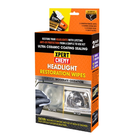 XPERTCHEMY® Ceramic Headlight Restoration Kit - Long-Lasting Headlight Repair Kit for Restoring to Like-New Condition - No Power Tools Required