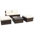 thumbnail image 5 of Patiojoy 5-Piece Outdoor Rattan Wicker Sofa Set Lounge Chair with White Cushions, 5 of 9