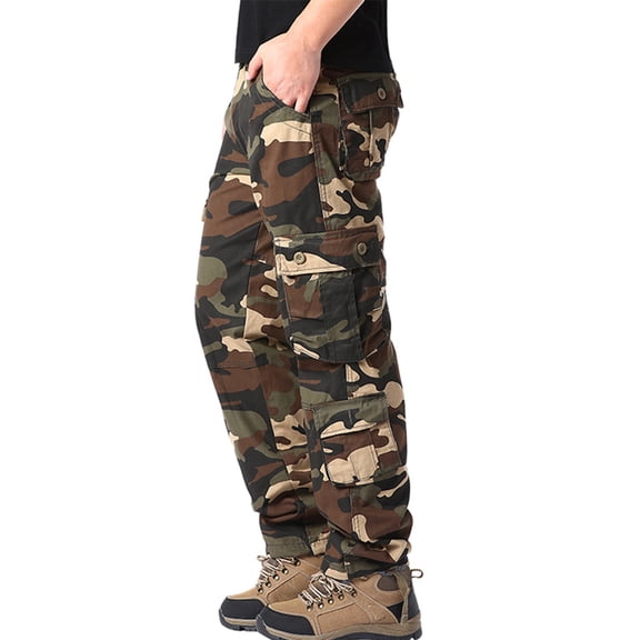 LEEy-World Men'S Pants Men's Cargo Pants with Pockets Cotton SweatPants Casual Jogger Sports Outdoor Trousers Khaki,4XL