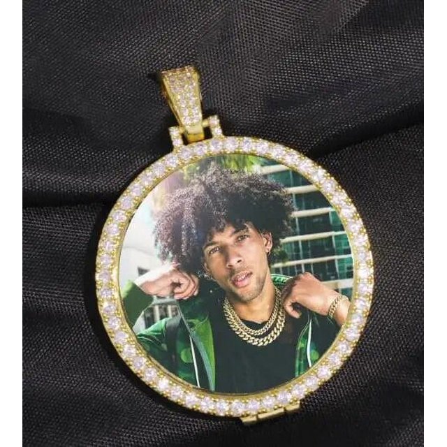 Collar con colgante de medallones de foto hecho a medida, cadena de tenis de 4mm, Color dorado y plateado, circonita cúbica Iced Out, regalo de joyería de Hip hop para hombres