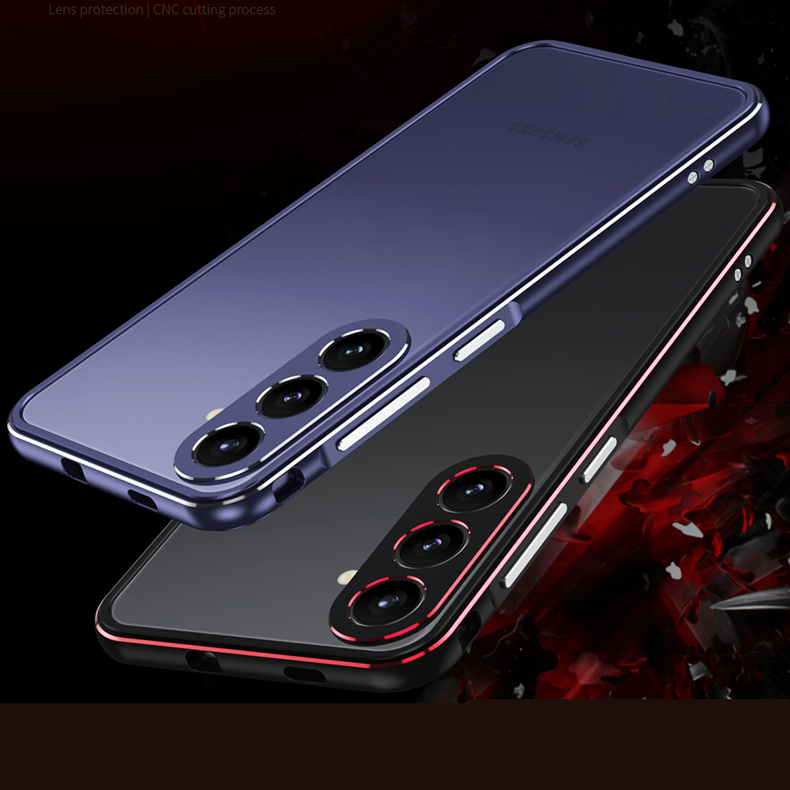 thumbnail image 3 of Compatible with Samsung Galaxy S25 Metal Frame + Metal Camera Cover, Anti-drop Anti-fall Shockproof Heat Dissipation Luxury Aluminum Alloy, No Back, for Samsung Galaxy S25, Darkpurple+Silver, 3 of 8