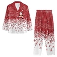 thumbnail image 3 of Kuiaobaty Santa Claus Print 2 Pieces Sleepwear Set Music Note Women's Pajamas Set Christmas Long Sleeve Tops and Long Pants 3 Pack Loungewear Set Home Pajamas Set Sleepwear, S, 3 of 7