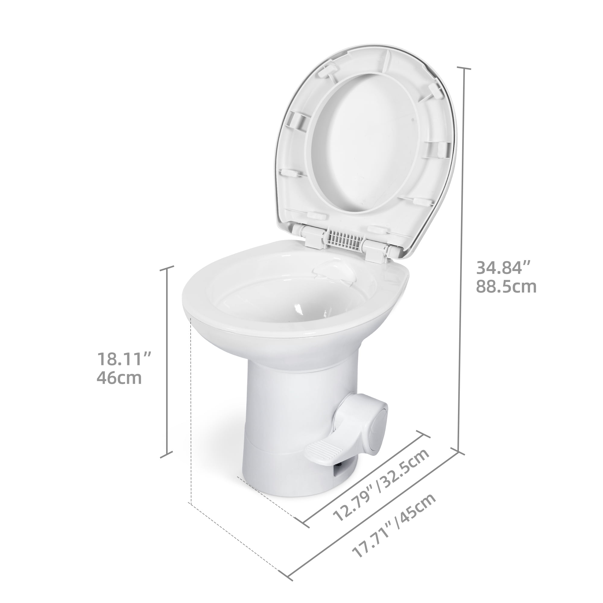 DEXTRUS High Profile Portable RV Toilet with Pedal Flush, Gravity Flush Toilet and Hand Sprayer