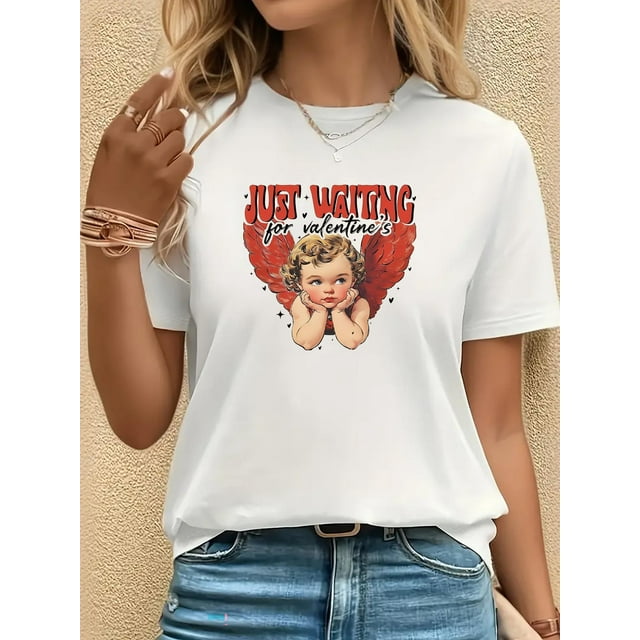 T-Shirt Décontracté en Polyester pour Femmes avec Imprimé Numéro 10, Col Rond, Manches Courtes, Tissu Tricoté, Haut Toutes Saisons Longueur Régulière