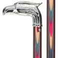 thumbnail image 4 of Patriotic Chrome Plated Eagle Head Cane - Inlaid Wenge Wood Shaft with Red, White, and Blue Accents 38 Inches, 4 of 10