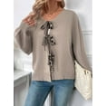 thumbnail image 4 of Women Y2k Tie Front Knitted Cardigan Sweater Long Sleeve Open Front Oversized Cardigan Knitwear Tops  L, 4 of 8