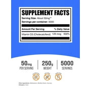 BulkSupplements Vitamin D3 (Cholecalciferol) Powder - 50mg per Serving - 250 Grams (8.8 oz) - 5000 Servings