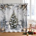 thumbnail image 2 of Duangreer Gray Snowman Bath Curtain with 12 Hooks, Winter Silver Christmas Tree Waterproof Fabric Bathroom Curtain, 72"x72", 2 of 5