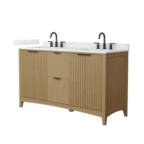 Wyndham Collection Wcf9191-60D-Qtz-Us3mxx Palmilla 60" Free Standing Double Basin Vanity