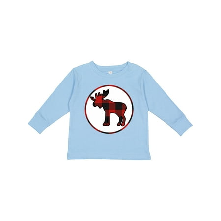 

Inktastic Moose Buffalo Plaid Silhouette Gift Toddler Boy or Toddler Girl Long Sleeve T-Shirt