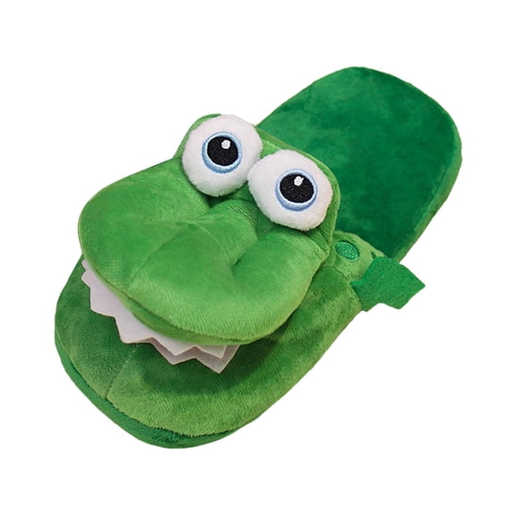 Milageto Women's Shoes Non Slip Crocodile Plush Slippers, Green, 36 to 39