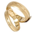 thumbnail image 2 of Pompeii3 Channel Brushed Wedding Band Set 14K Yellow Gold for Men and Women, 2 of 5