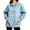 Light Blue, variant on Womens Hoodie Casual Denim Hooded Sweatshirt Quarter Zip Long Sleeve Pullover Streetwear Outerwear Top M