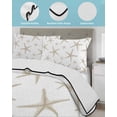 thumbnail image 4 of Quilts Full Size Bedding Set, Beige Starfish Coastal Lightweight Quilted Comforter, Summer Beach Nautical Ocean Soft Reversible Bedspread Coverlet with Pillow Covers for All Season, 78" x 90", 4 of 7