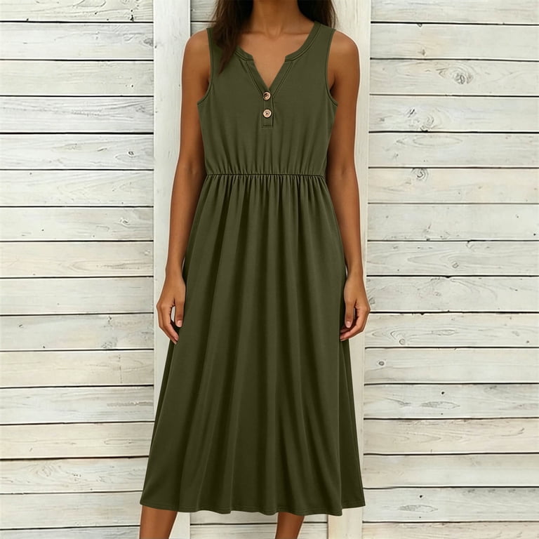 long fitted summer dresses Iyufng Summer Dresses for Women V-Neck Fitted Waist Long Dress Casual  Vacations Dress