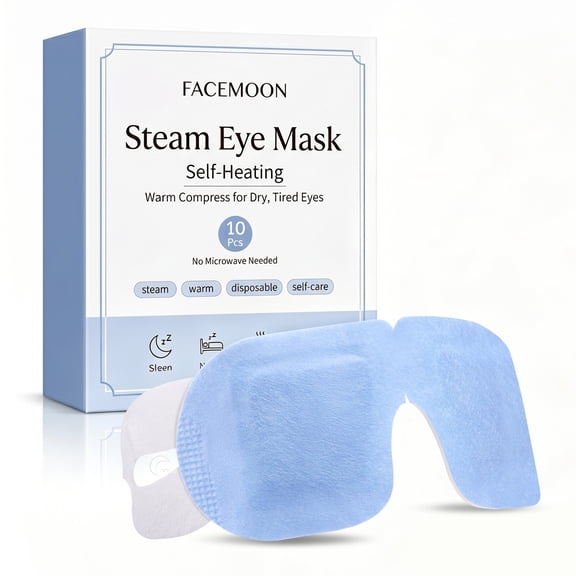 FACEMOON Steam Eye Masks, Odorless, 10 Count for Shade Sleep, Relieve Eye Fatigue, Dryness, Deep Relaxation, Improved Sleep, Office, Travel