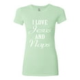 thumbnail image 2 of Wild Bobby I Love Jesus and Naps Inspirational/Christian Women Slim Fit Junior Tee, Mint, Small, 2 of 5