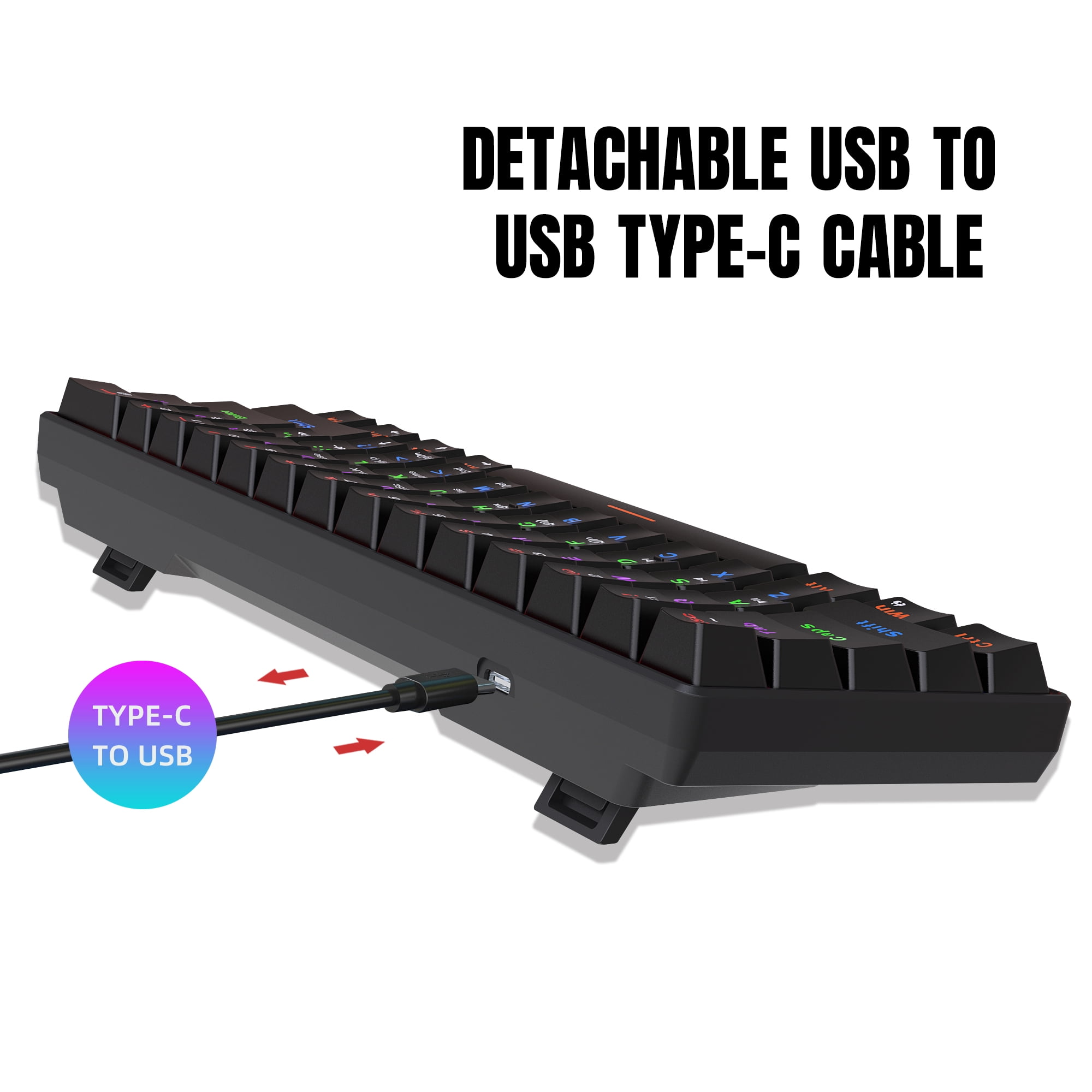UHM 60% Wired Mechanical Gaming Keyboard,RGB Backlit Mini Keyboard with Blue Switch/Multimedia Keys,Waterproof Small Ultra-Compact 61 Keys Keyboard for PC/Mac Gamer,Typist,Travel,Black