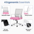 thumbnail image 5 of CELTOSS Pink Office Chair, Wide Seat with Ergonomic Lumbar Support, Adjustable Height, Home Office Computer Desk Chair, Pink, 5 of 11