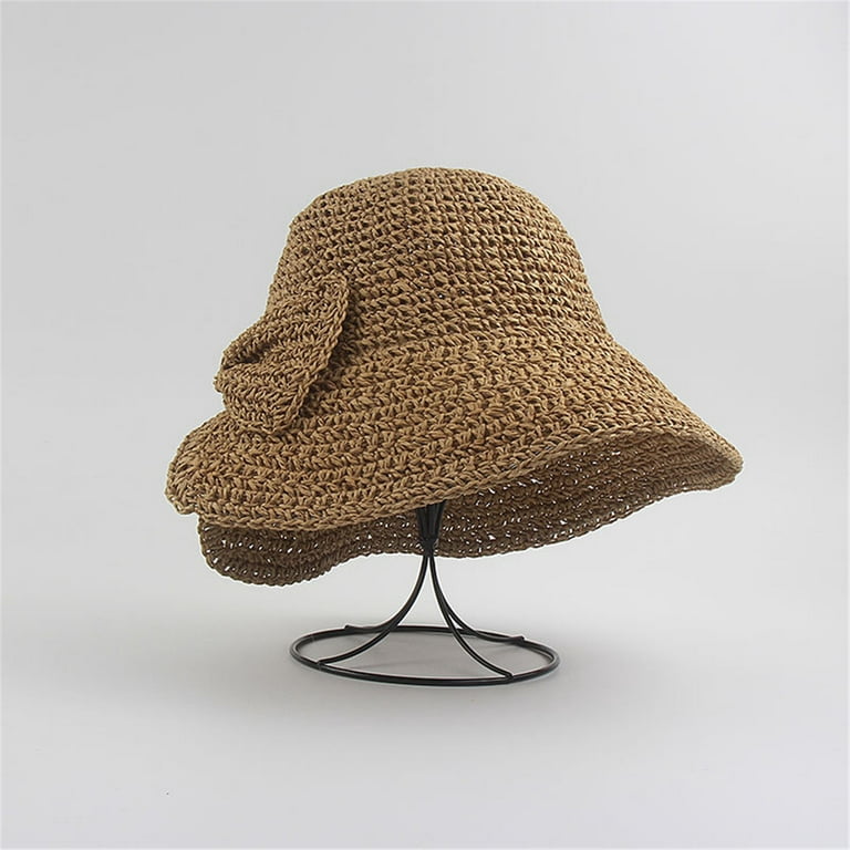 WEAIXIMIUNG Ladies Summer Fashion Sunscreen Straw Cap Beach Casual Fisherman  Hat Womens Bucket Hats Summe Gray 