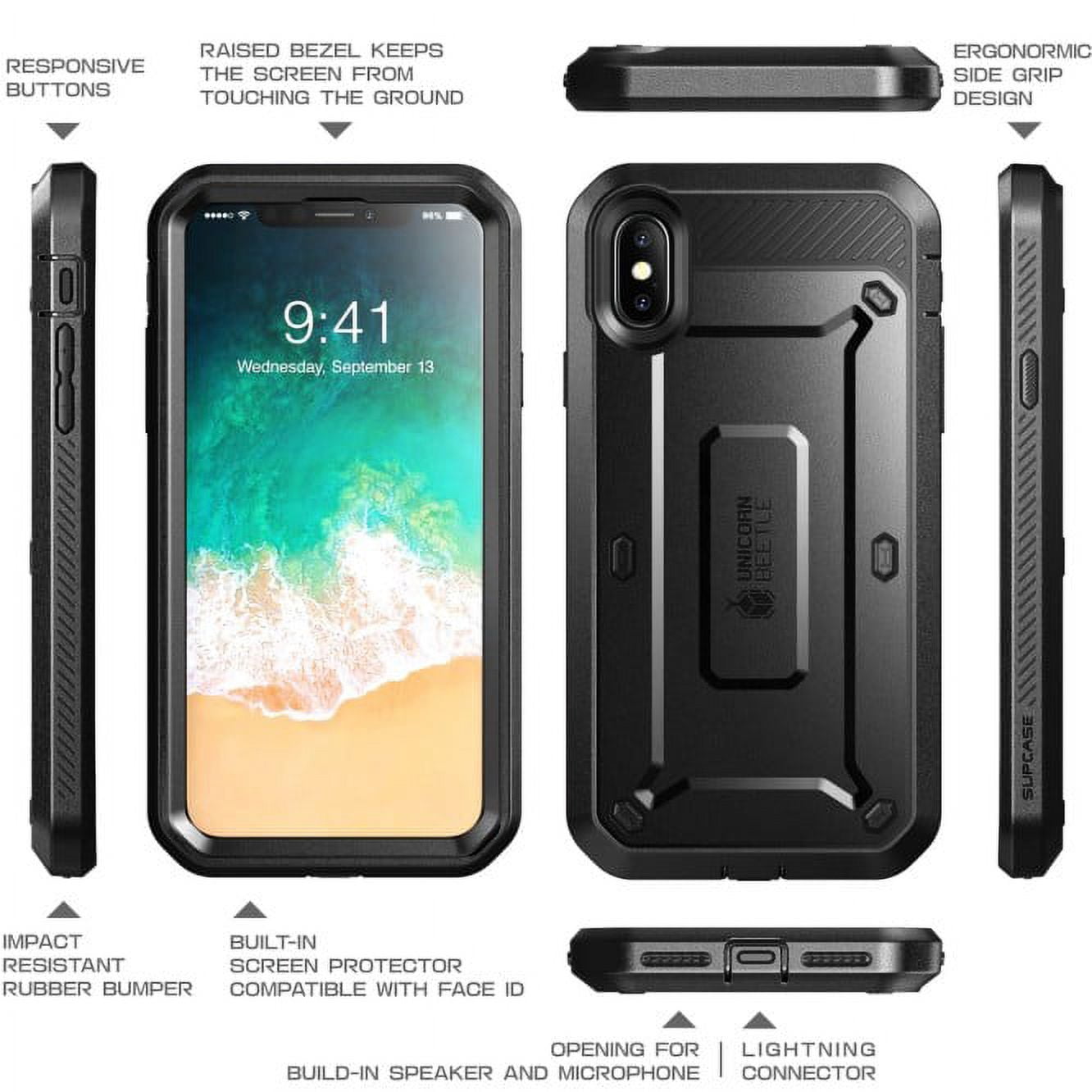 iPhone XS Case, iPhone X case, SUPCASE [Unicorn Beetle Pro Series] Full-Body Rugged Holster Case Cover with Built-In Screen Protector for iPhone X & iPhone XS