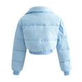 thumbnail image 5 of Fashionable short style slimming collar solid color long sleeved zipper cotton jacket, 5 of 5