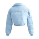 thumbnail image 5 of Chaqueta de algodón con cremallera de manga larga, color sólido, cuello adelgazante, estilo corto de moda, 5 of 6