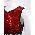 thumbnail image 6 of TiaoBug Kids Girls Sequins Dance Athletic Outfit Sleeveless Tank Jazz Crop Top with Shorts Set Red 12, 6 of 7