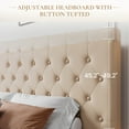 Sha Cerlin Beige Queen Size Platform Bed Frame with Adjustable Tufted