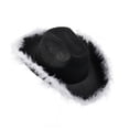 thumbnail image 3 of Cowgirl Hat Felt Cowboy Hat for Women Fluffy Feather  Brim Shiny Crown Sequins Retro Cap Western Party, 3 of 9