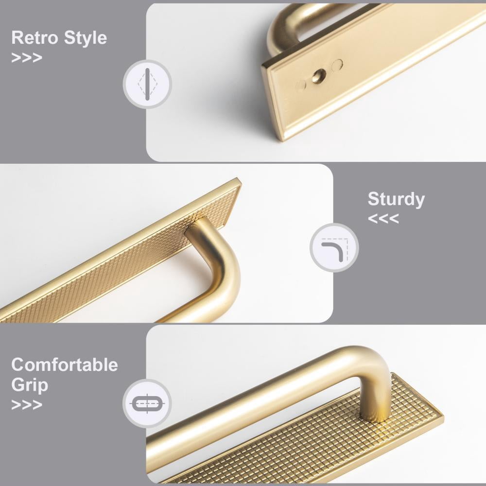 Goo-Ki 4 Pack 7.6''(192mm) Hole Center Champagne Bronze Cabinet Pulls with Backplate, Zinc Alloy Minimalist Style Cabinet Handles for Drawer,Dresser,Cupboard Wardrobe Cabinet (2218-g017)