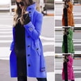 thumbnail image 2 of Winter Woolen Coat Plus Size High Collar Single-breasted with Belt Long Sleeves Thick Pure Color Jacket Dating Shopping Outdoor Overcoat, 2 of 8