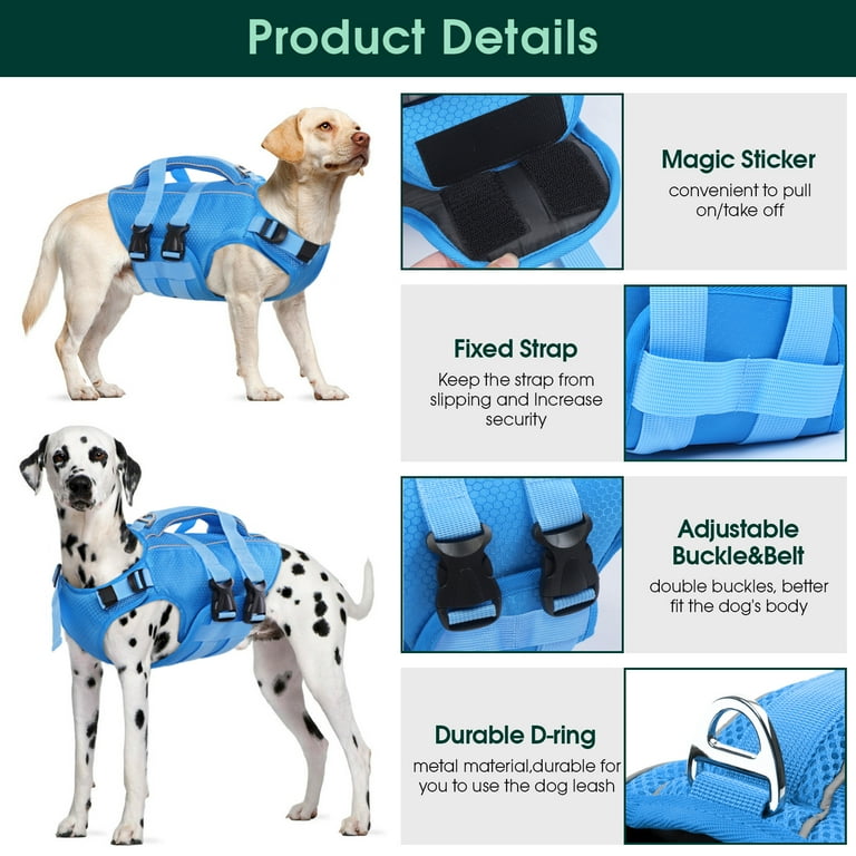 Kuoser Dog Life Jacket, Reflective and Adjustable Dog Life