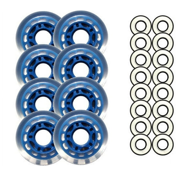 Blue Blank 72mm 78A Inline INDOOR Skate Wheels  ABEC 9s