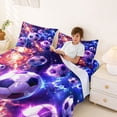 thumbnail image 3 of Castle Fairy Abstract Soccer Lightning King Sheets 4pcs, Galaxy Stars Print Bedding, Purple Blue Orange,1 Fitted Sheet, 1 Flat Sheet and 2 Pillowcases, 3 of 6