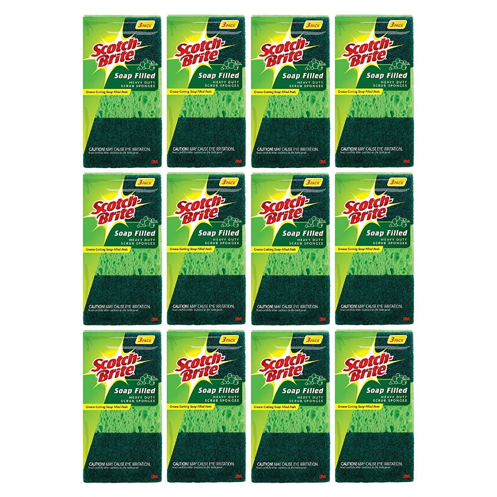 3M300 ScotchBrite Rescue Soap Filled Pads Scrub Sponges Heavy Duty