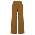 thumbnail image 7 of Ecqkame Womens Wide Leg Linen Pants Summer Casual Loose Elastic Waist Solid Color Pant Lightweight Breathable Beach Trousers with Pockets Coffee XL, 7 of 7