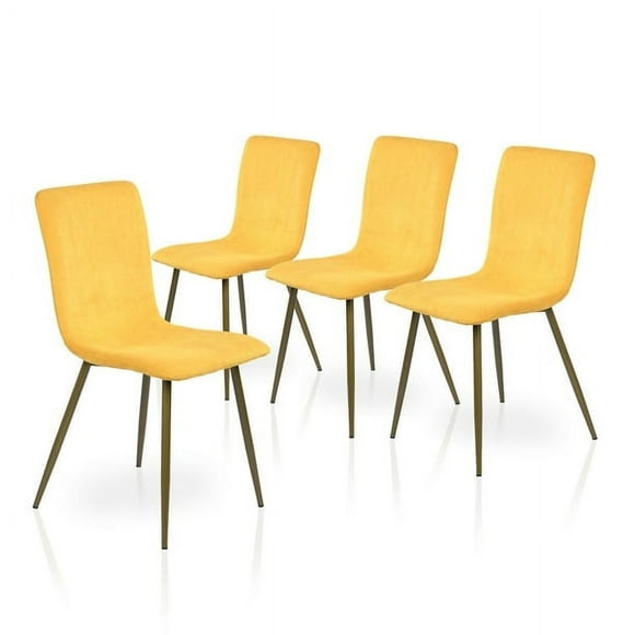Homy Casa Velvet Upholstered Dining Side Chairs Set of 4 for Home Kitchen Living Room Yellow