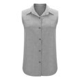 thumbnail image 5 of VNKIDY Womens Sleeveless Collared Button Front Tank Top Solid Color Casual Workwear Blouse For Summer Office Daily Wear Grey, 5 of 7