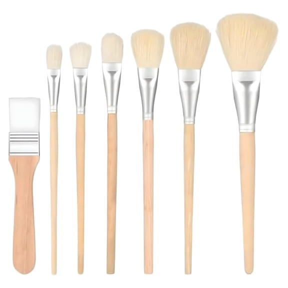 CCOCC Mop Brush for Acrylic Painting, Acrylic Paint Brushes, Assorted Size Paint Set Blending Brushes with Wooden Handle 7Pcs