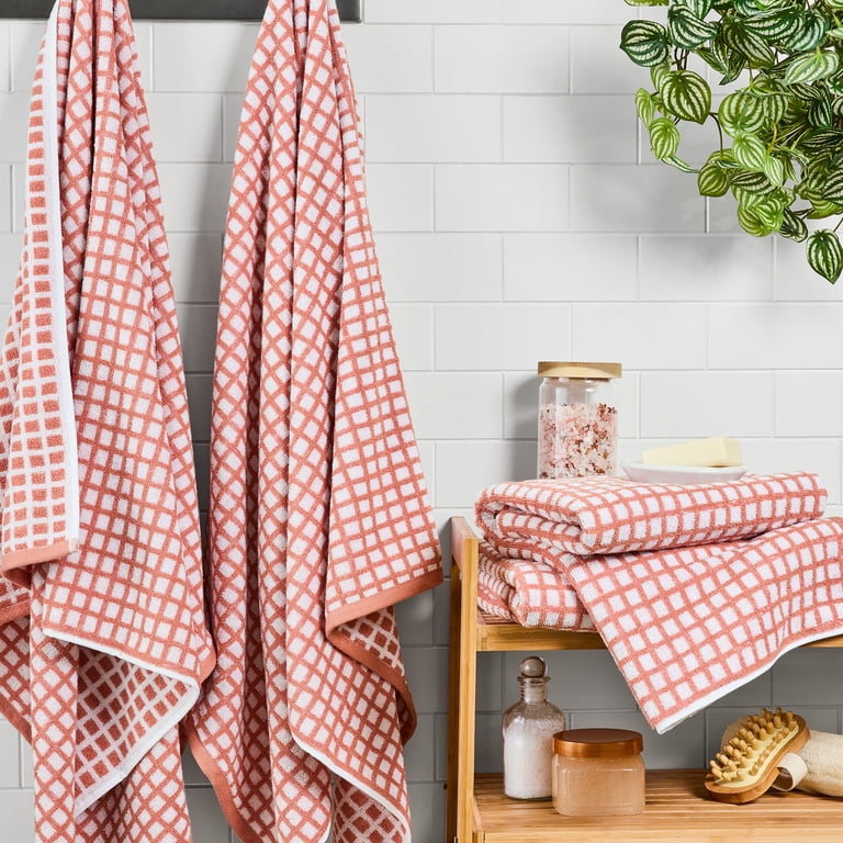 Mainstays Performance Checkered Bath Towel Set, 4-Piece photo 2