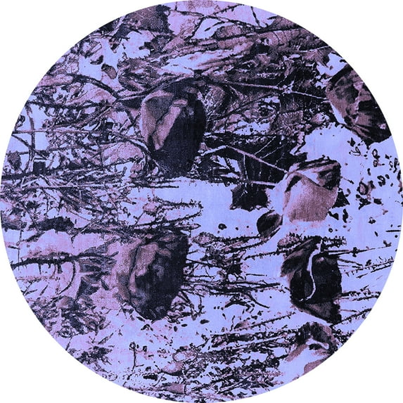 Ahgly Company Machine Washable Indoor Round Oriental Blue Industrial Area Rugs, 5' Round